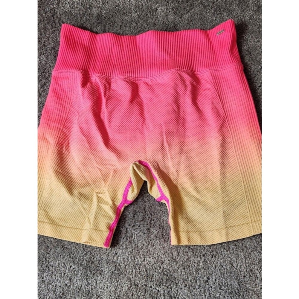 PINK Victoria Secret Ombre Seamless Biker Shorts Pink/Orange Women's Size M
